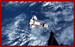  Shuttle approaching Mir 